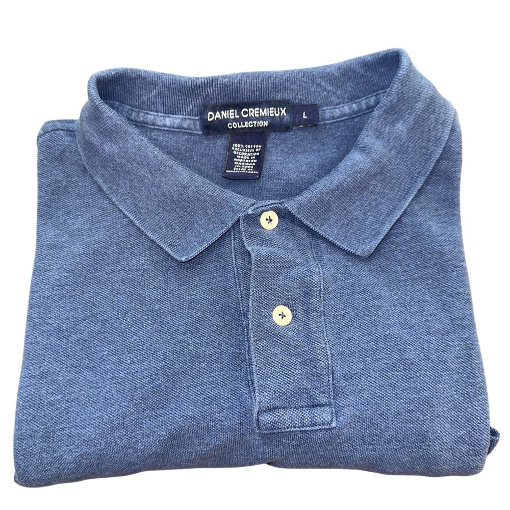 Daniel Cremieux Collection Mens‎ Polo Shirt Large Blue Cotton Pique Short Sleeve